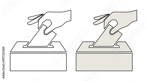 Voting Hand Inserting Ballot into Box, Election Choice Concept, Political Decision Symbol, Civic Duty Illustration