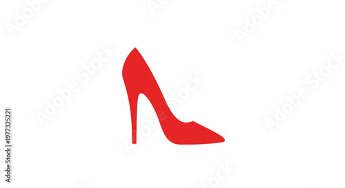 Red high-heeled shoe silhouette on white background representing fashion and elegance