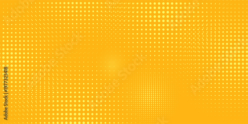 Yellow Halftone Dotted Gradient Background With Retro Comic Texture.