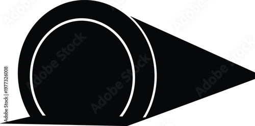 Cannon silhouette, historical artillery weapon concept, vintage military equipment, minimal black and white illustration for war history, defense and antique weapon design