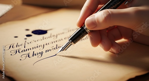 Hand writing with a fountain pen