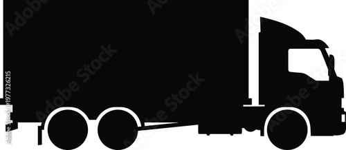 Cargo truck silhouette for logistics and transportation, delivery vehicle concept, freight shipping, supply chain distribution, commercial transport, heavy duty lorry illustration