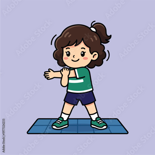 Girl doing aerobic exercise.