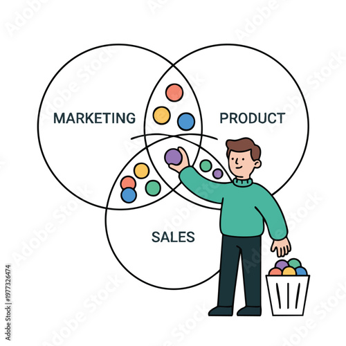 Business Strategy Venn Diagram with Colorful Elements.