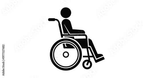 A person using a wheelchair depicted in a stark black silhouette