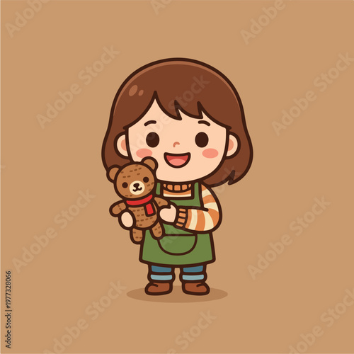 Little girl holding teddy bear.