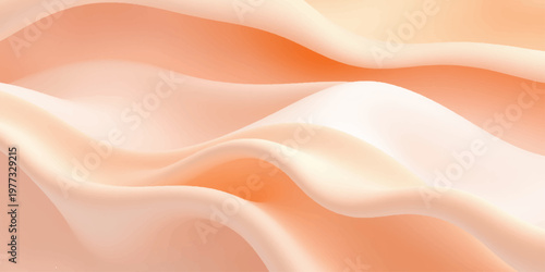 A flowing pink and gold satin fabric background features smooth silk waves and soft liquid curves in a shiny textile pattern design