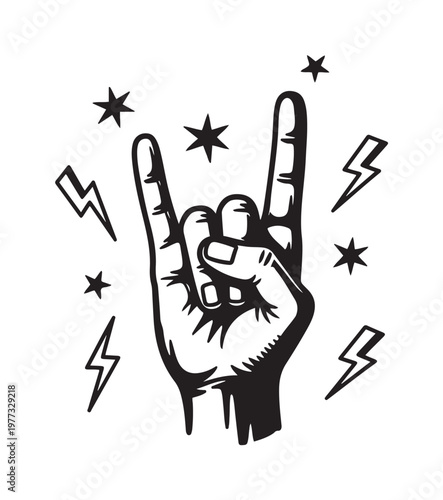 Rock On Hand Gesture Symbol Illustration.