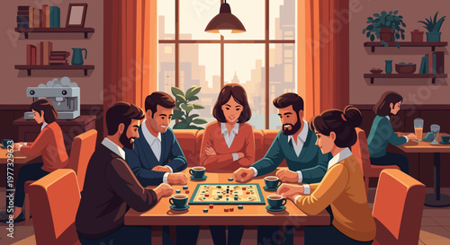 Group of People Playing Board Game Together.