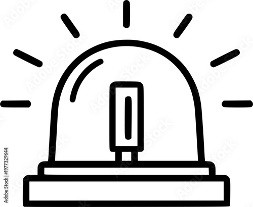 Emergency Alarm Siren Light Warning Alert Line Icon