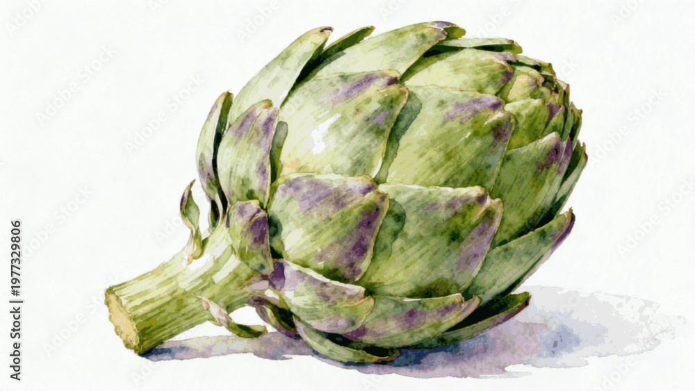Fototapeta premium Green Vegetable Artichoke isolated watercolor vector illustration svg