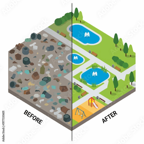 Before and After Comparison of Urban Environment Transformation.