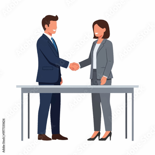 Tableau sur toile Business professionals shaking hands over a table, symbolizing agreement and partnership