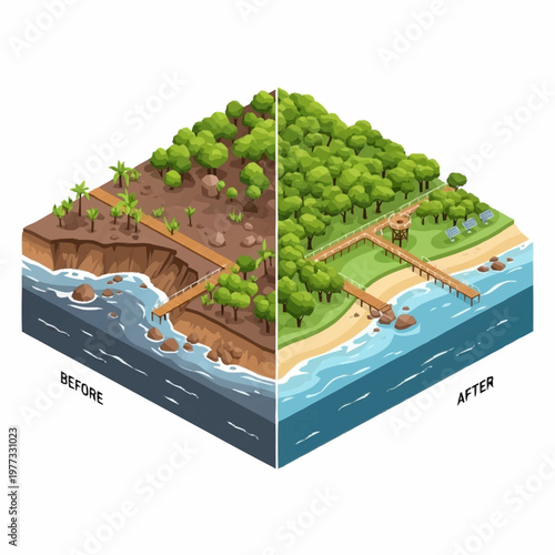 Environmental Restoration Before and After Comparison.