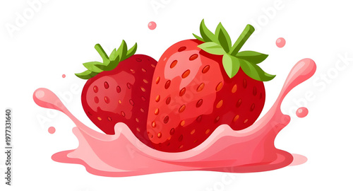 strawberry illustration, strawberry fruit, berry fruit, juicy strawberry, strawberry juice, juice splash, water splash, liquid splash, strawberry splash, fresh strawberry, ripe strawberry, organic fru