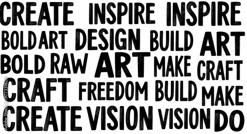 Inspirational word art with creative and artistic terms.