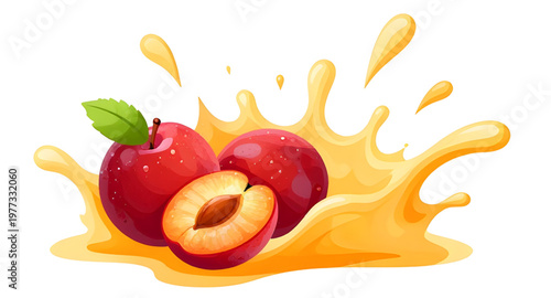 plum, fruit, ripe, juice, splash, fresh, sweet, purple, yellow, liquid, food, healthy, organic, juicy, natural, design, vibrant