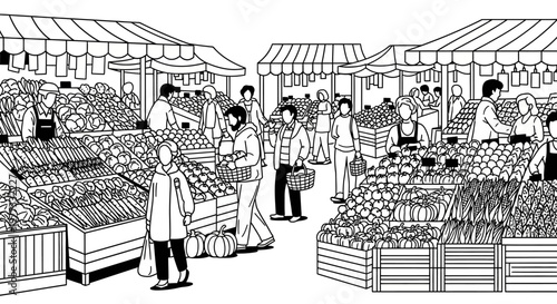 People shopping for fresh produce market.