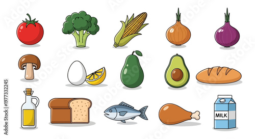 Variety of fresh food and produce.