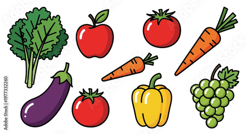 Colorful illustration of various vegetables.