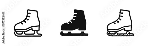 Ice Skate Icon Set for Winter Sports and Ice Skating Leisure Activities