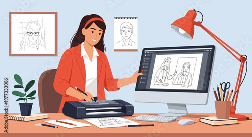 Woman Graphic Designer Working on Computer.