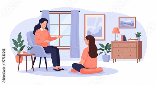 Woman Sitting on Floor with Therapist.