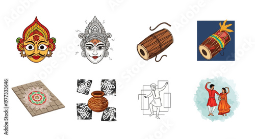 Bengali New Year Pohela Boishakh celebration elements and traditional decor.