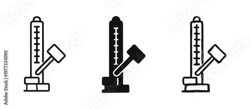 High Striker Carnival Strength Test Icon Set - Outline, Solid, and Sketch Styles