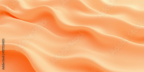 Luxurious golden silk fabric background with smooth flowing waves of shiny satin material creating a soft liquid texture and elegant orange curves for a decorative textile backdrop