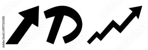 Upward arrow icon set with solid black illustration and white background featuring arrow, icon, navigation with white background and black color