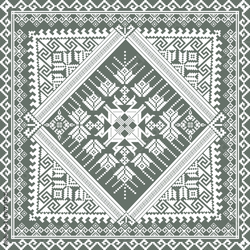 Fotografie Pixel art ethnic, Pattern fabric pixel, design for background, clothing, decorat