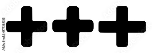 Plus add icon set with solid black plus symbol on white background featuring plus, add, icon elements with graphic and navigation