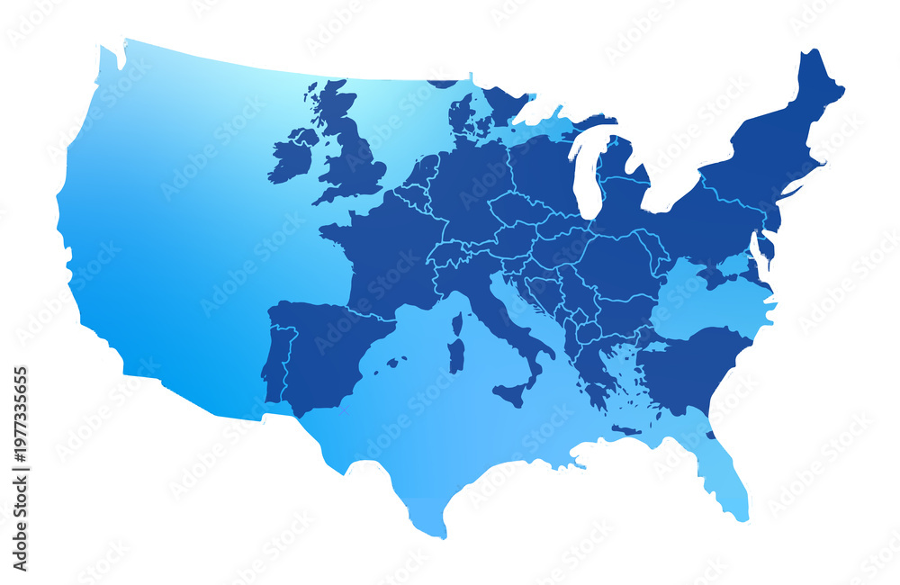 Fototapeta premium Blue digital map of Europe