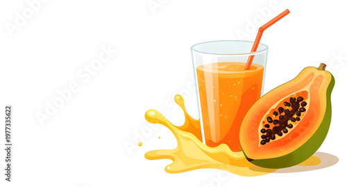 papaya illustration, papaya fruit, tropical fruit, exotic fruit, juicy papaya, papaya juice, juice splash, water splash, liquid splash, papaya splash, fresh papaya, ripe papaya, organic fruit, natural
