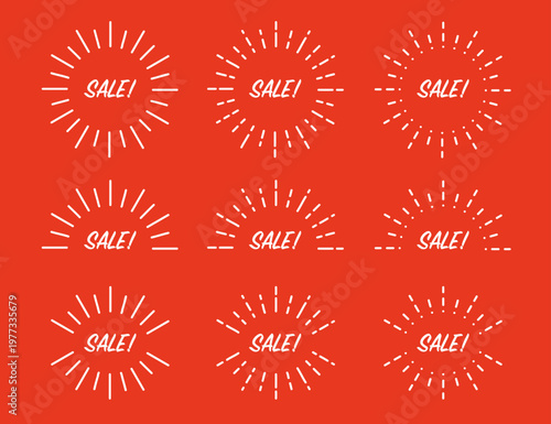 サンバーストフレームのセール3種類 赤背景