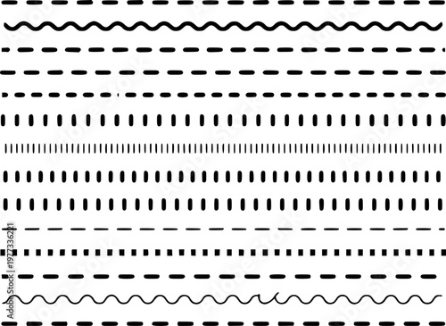 Collection of hand-drawn black line dividers and borders white background