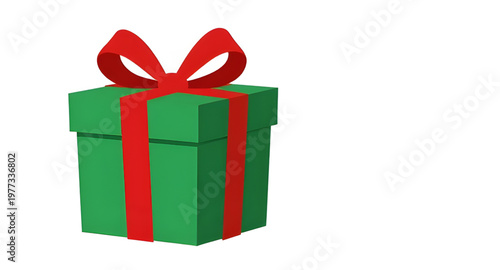 gift, box, present, green, ribbon, bow, red, celebration, festive, surprise, package, holiday, decoration, design, element, wrapping, simple