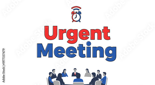 Urgent Meeting Concept with Business People Silhouette and Alarm Clock