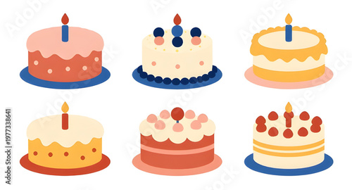 cake, birthday, dessert, sweet, celebration, party, candle, icing, cream, bakery, food, sugar, festive, treat, design, icon, collection
