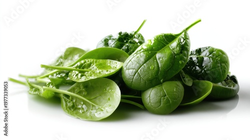 Fresh baby spinach leaves glisten with moisture, ready for delicious and healthy meals in vibrant kitchen settings