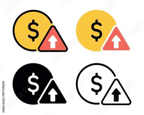 Over budget icon vector illustration with cost increase alert symbol for financial warning, expense monitoring, and business management design