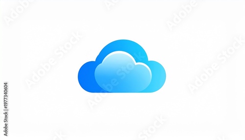 Minimal blue cloud logo with soft gradient, modern flat design icon for technology, cloud computing, and digital storage branding