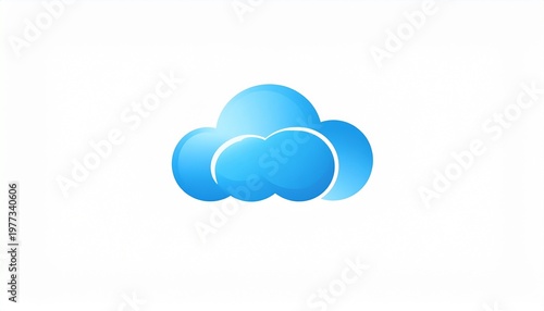 Minimal blue cloud logo with soft gradient, modern flat design icon for technology, cloud computing, and digital storage branding