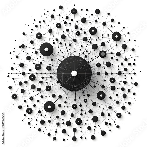 Network system concept, nodes connected in a geometric pattern