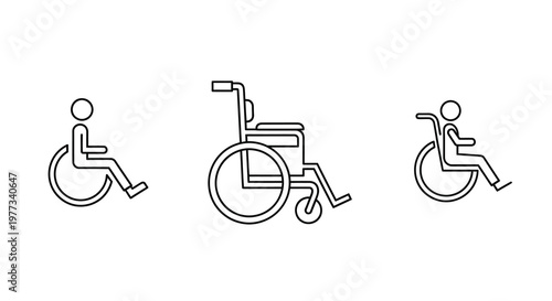 Accessibility icons depicting seated people and wheelchairs a clean silhouette