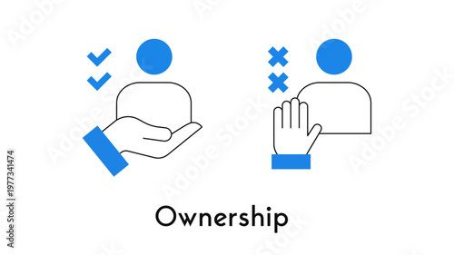 Ownership vs Rejection Icon, Access Approval and Denial Comparison Concept, User Permission Grant and Restriction Visualization, Identity Control and Decision Outcome Illustration