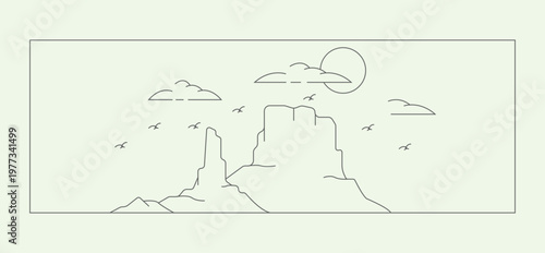 Minimal illustration of desert scenery at daytime