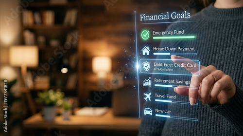 Financial planning high level goal list digital interface