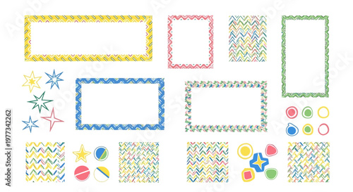 Colorful Decorative Frames and Elements Vector Set